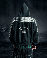 Hoodie Jacket with Striped Sleeves