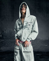 Hoodie Jacket with Striped Sleeves