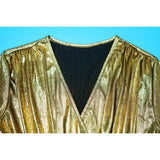 Metallic Jumpsuit with V-Neck & Long Sleeves