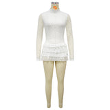 Elegant Lace Long Sleeve Ruffled Romper