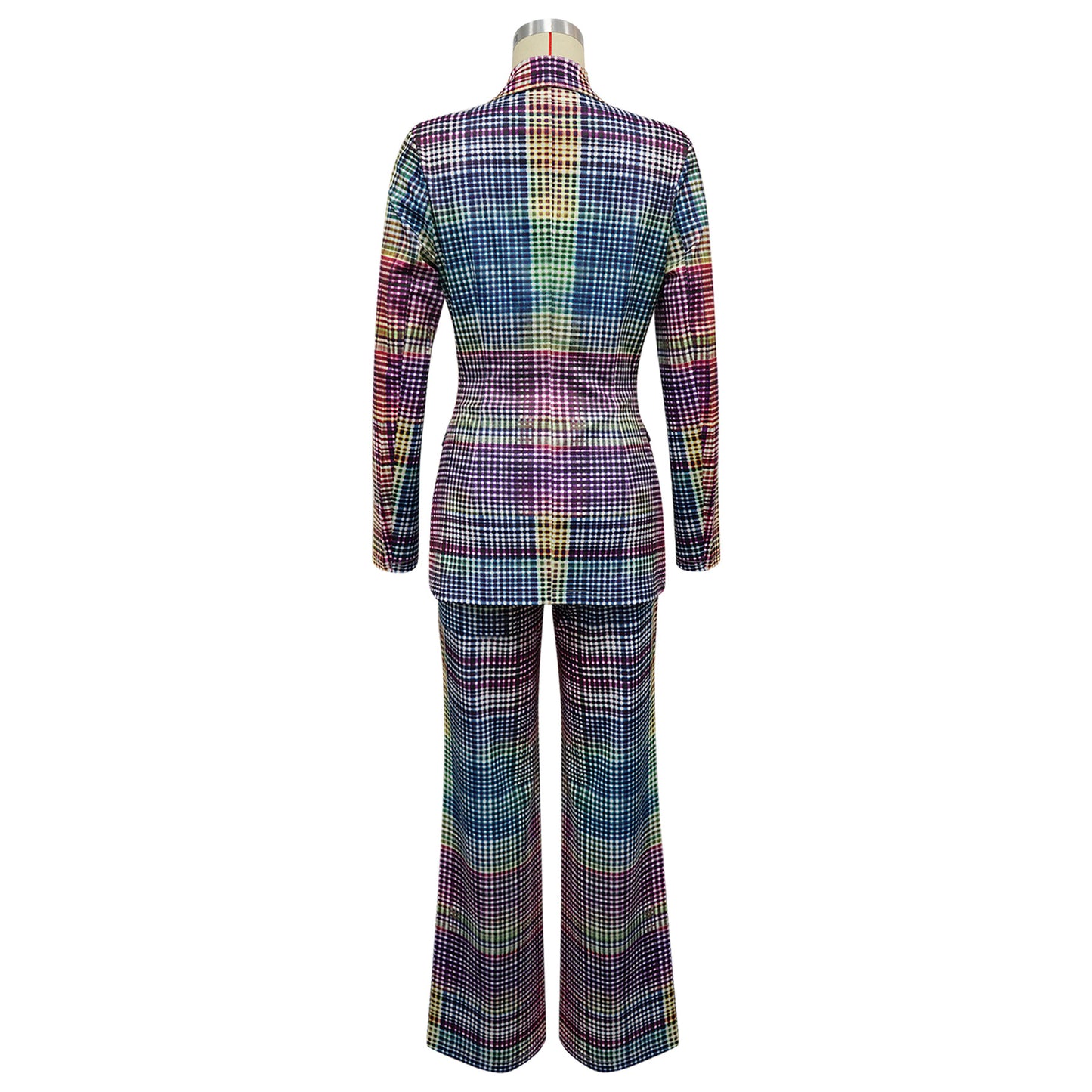 Plaid Power Suit with Wide-Leg Pants