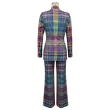 Plaid Power Suit with Wide-Leg Pants