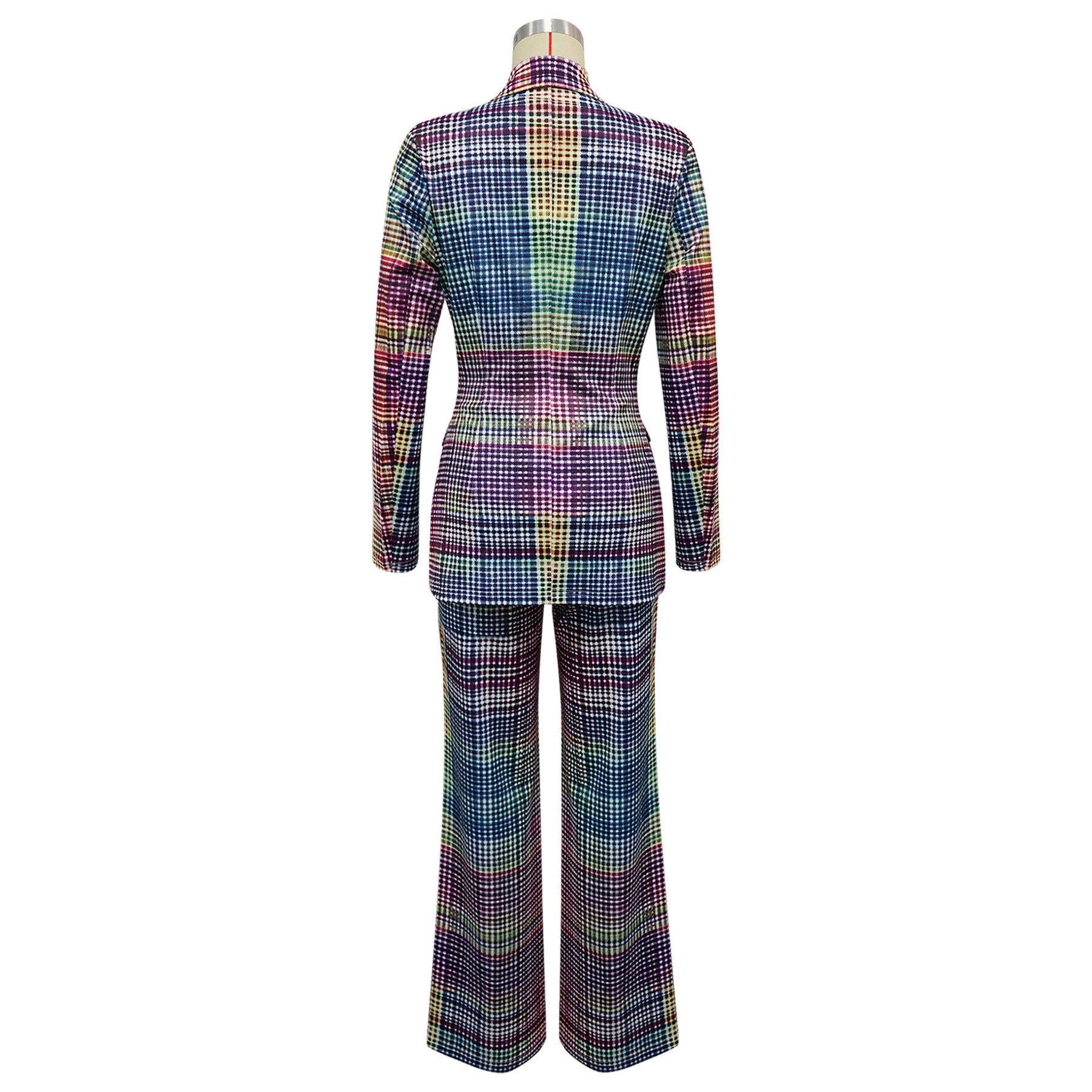 Plaid Power Suit with Wide-Leg Pants