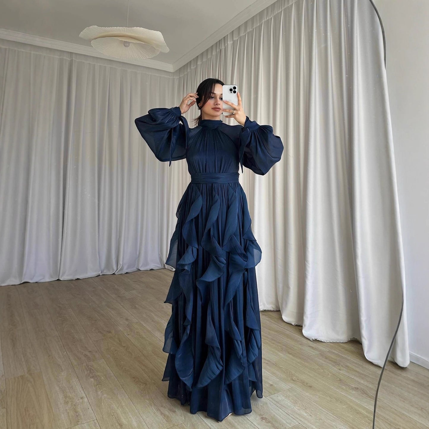 Elegant Ruffled Evening Gown