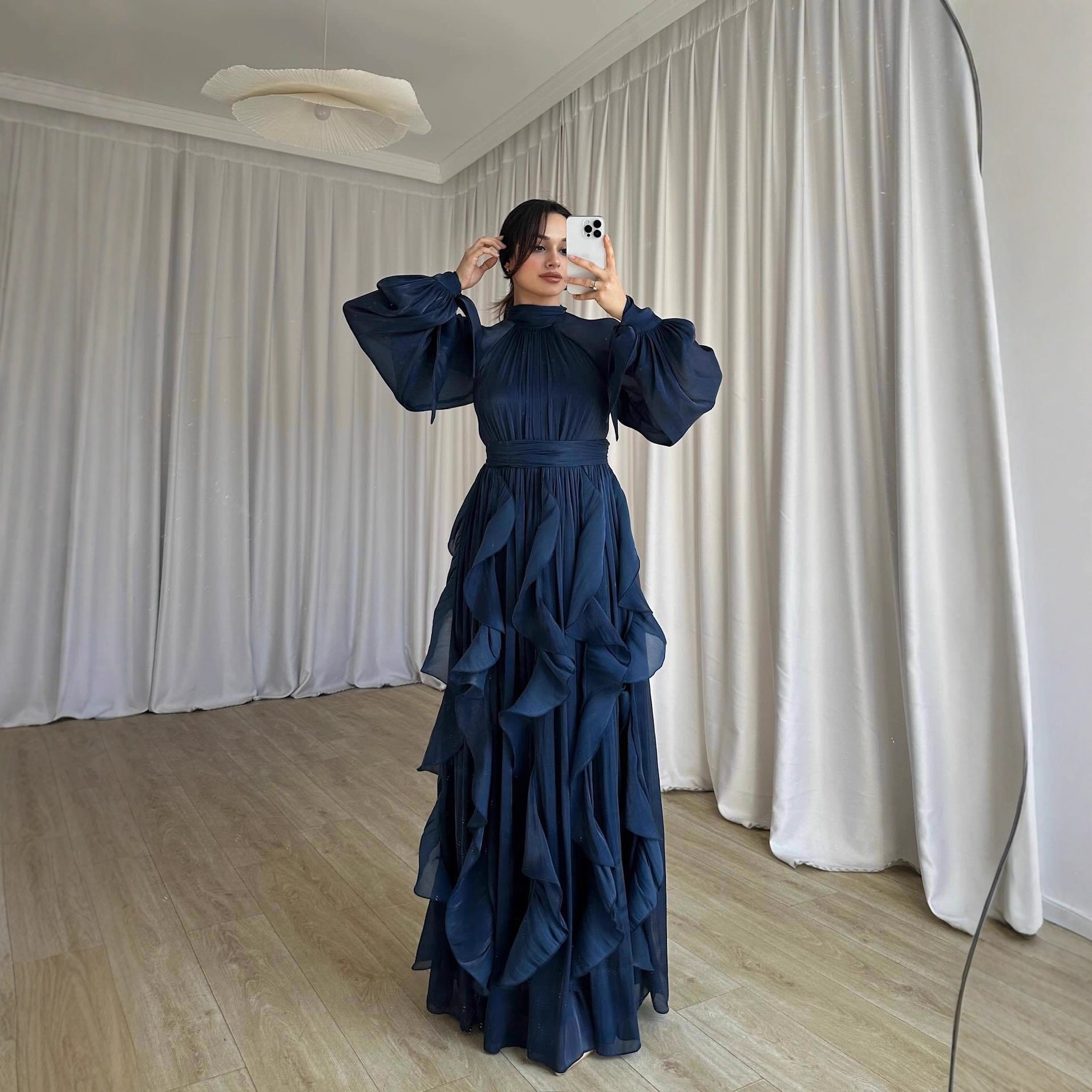 Elegant Ruffled Evening Gown