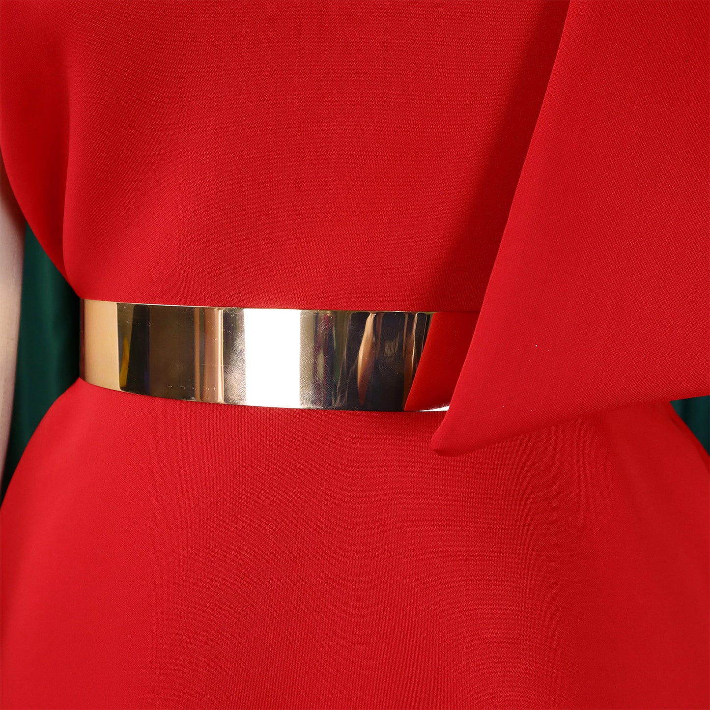 One-Shoulder Midi Dress with Bow Detail