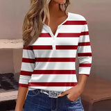 Casual Striped Henley Top