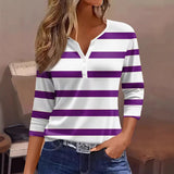 Casual Striped Henley Top