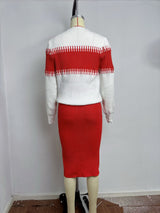 Ribbed Knit Sweater and Pencil Skirt Set