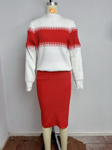 Ribbed Knit Sweater and Pencil Skirt Set