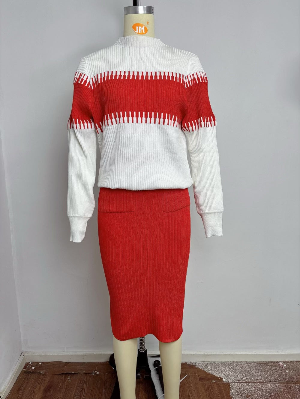 Ribbed Knit Sweater and Pencil Skirt Set