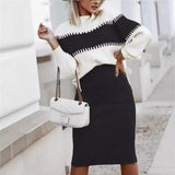 Ribbed Knit Sweater and Pencil Skirt Set