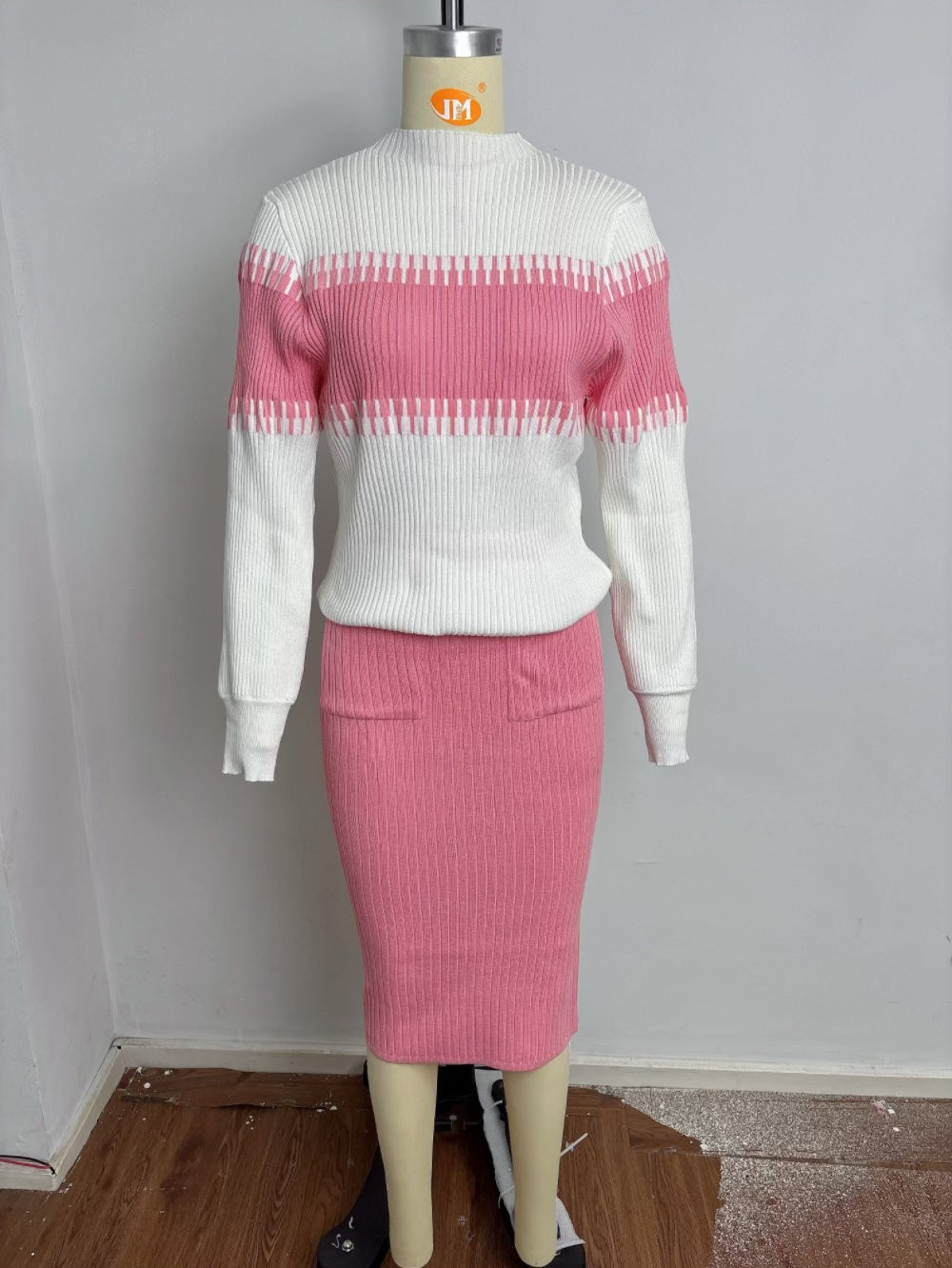 Ribbed Knit Sweater and Pencil Skirt Set