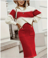 Ribbed Knit Sweater and Pencil Skirt Set