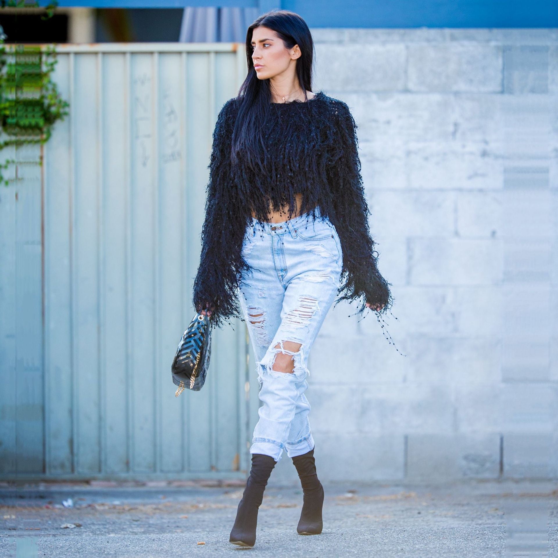 Beaded Fringe Cropped Top