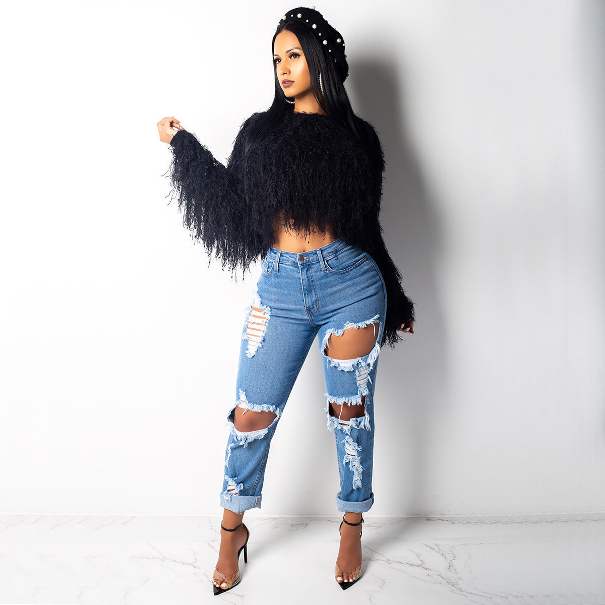 Beaded Fringe Cropped Top