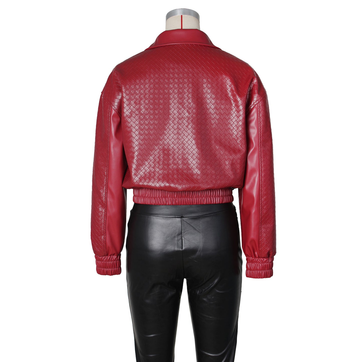Faux Leather Quilted Bomber Jacket