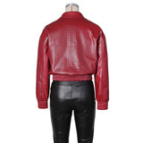 Faux Leather Quilted Bomber Jacket