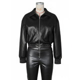Faux Leather Quilted Bomber Jacket