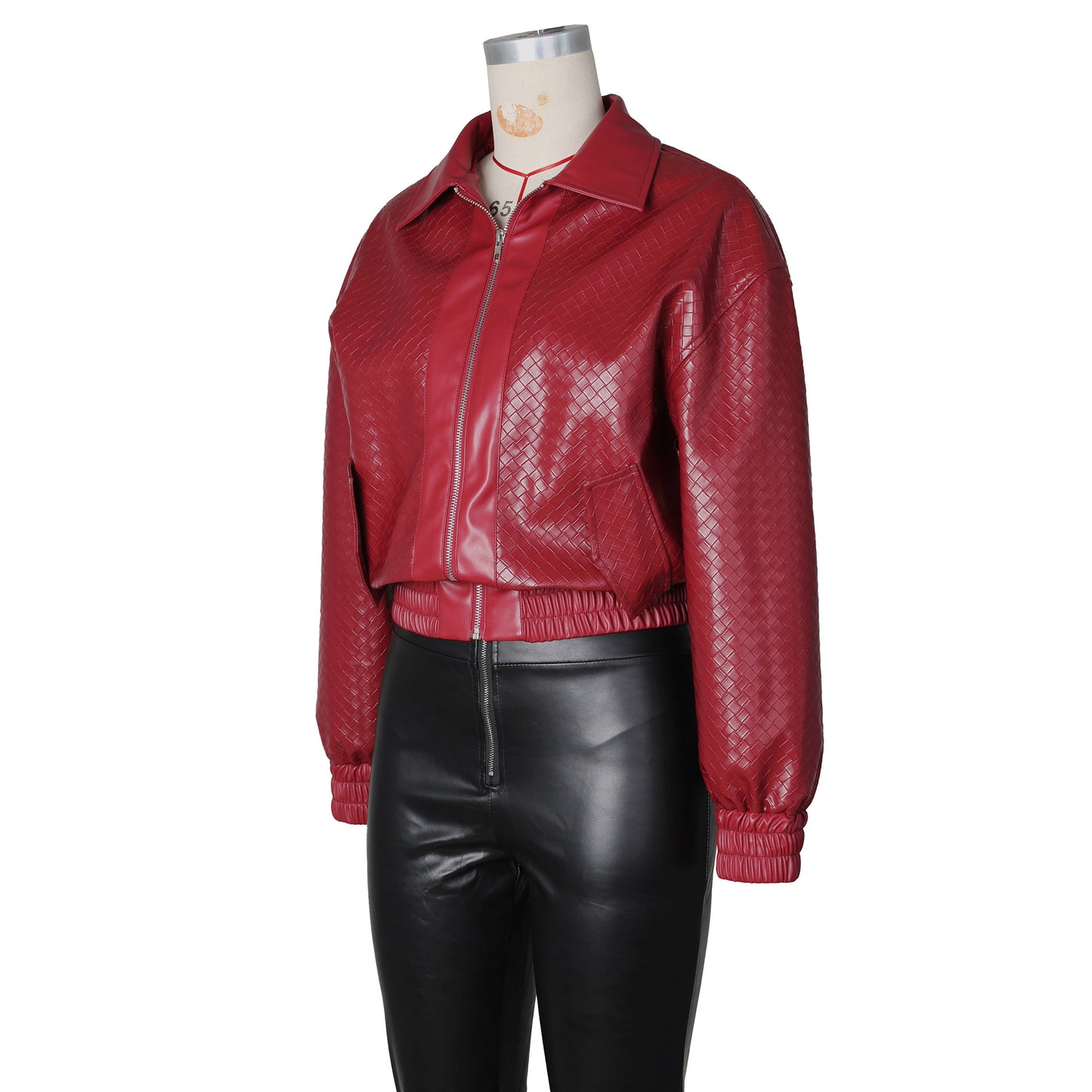Faux Leather Quilted Bomber Jacket