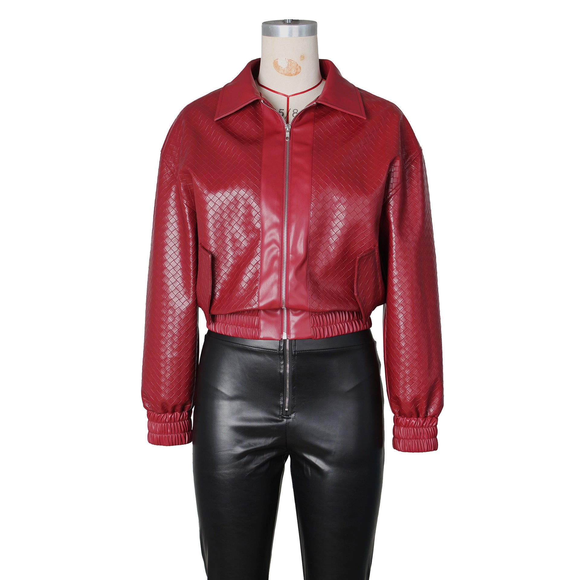 Faux Leather Quilted Bomber Jacket
