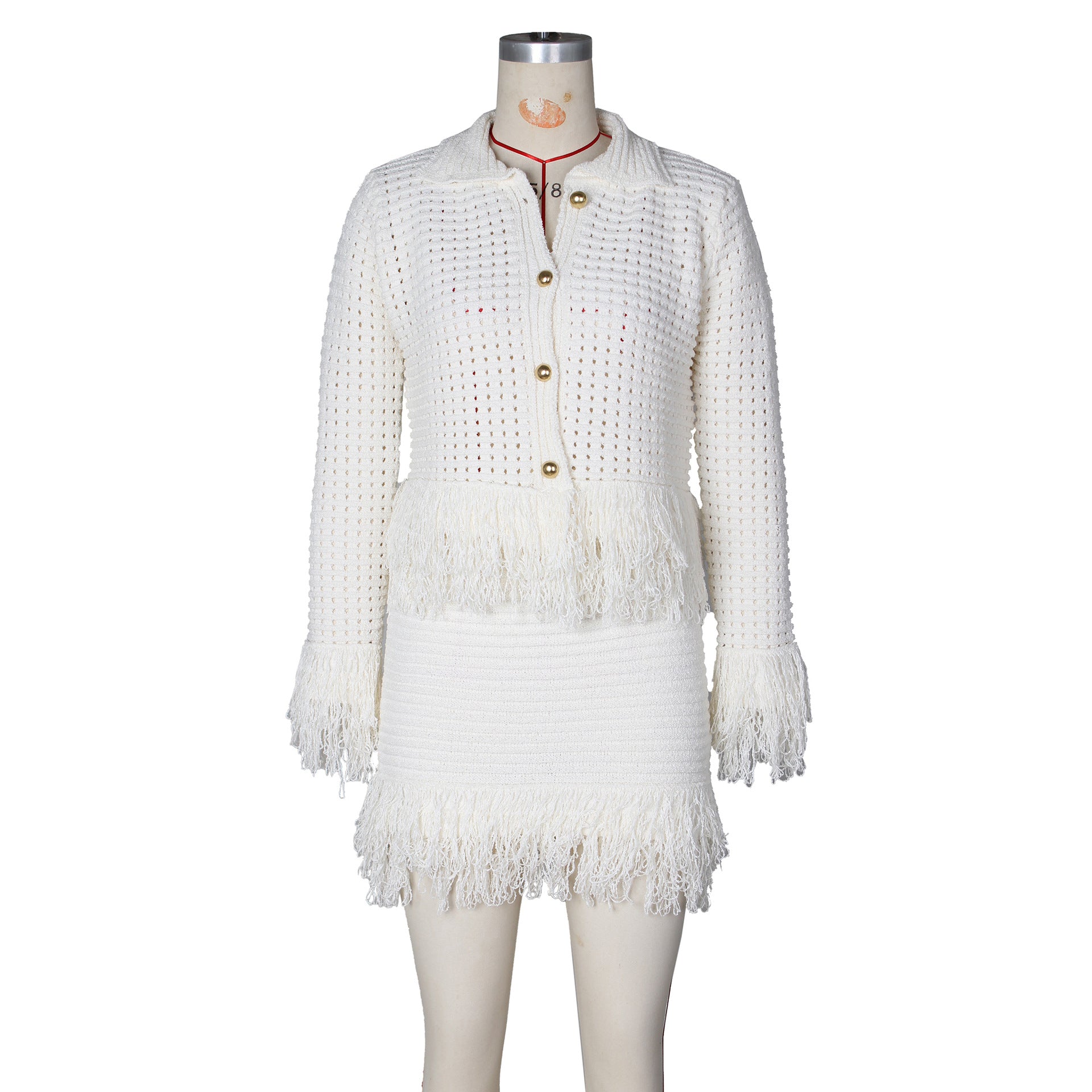 Elegant Fringe Mesh Suit