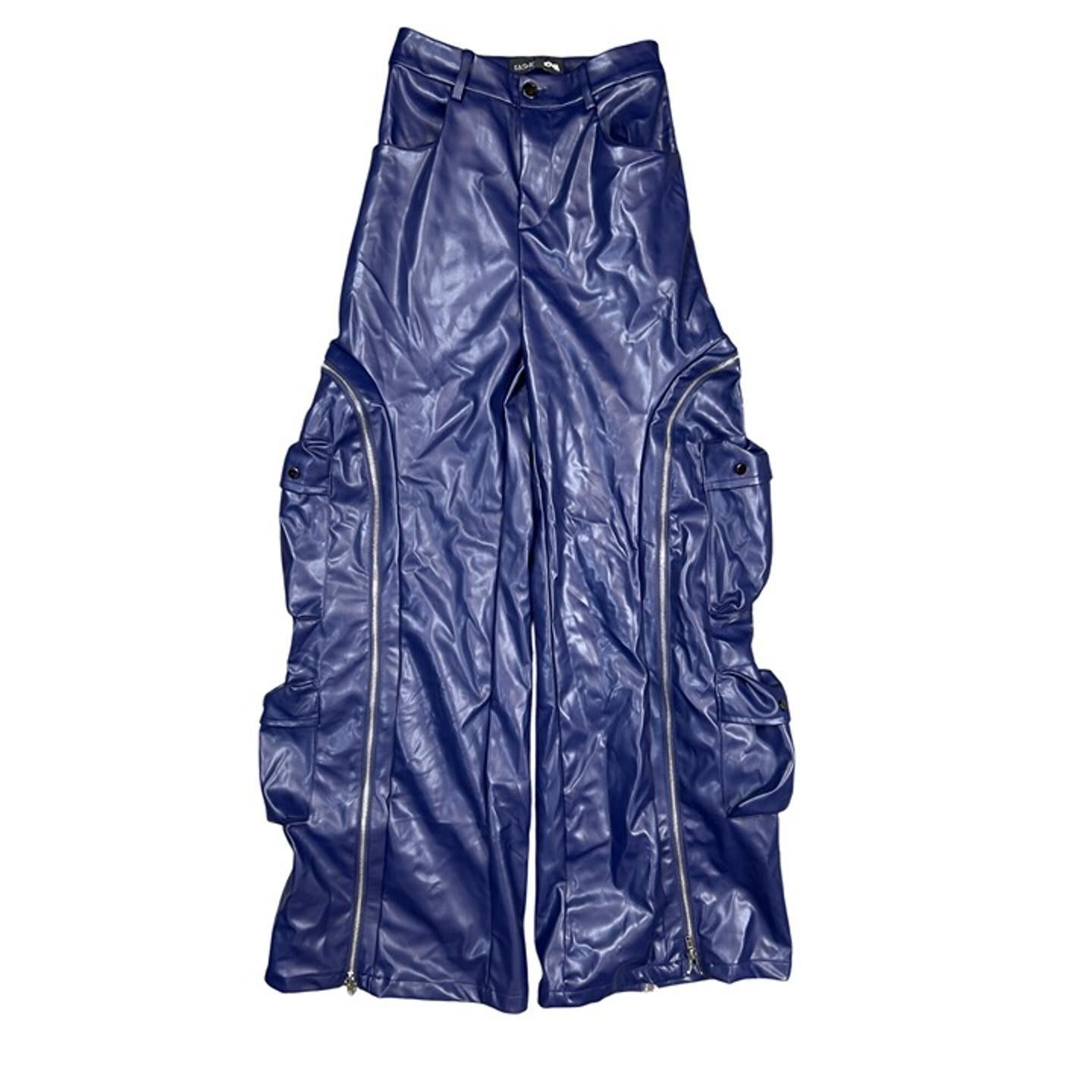 Edgy Faux Leather Cargo Pants