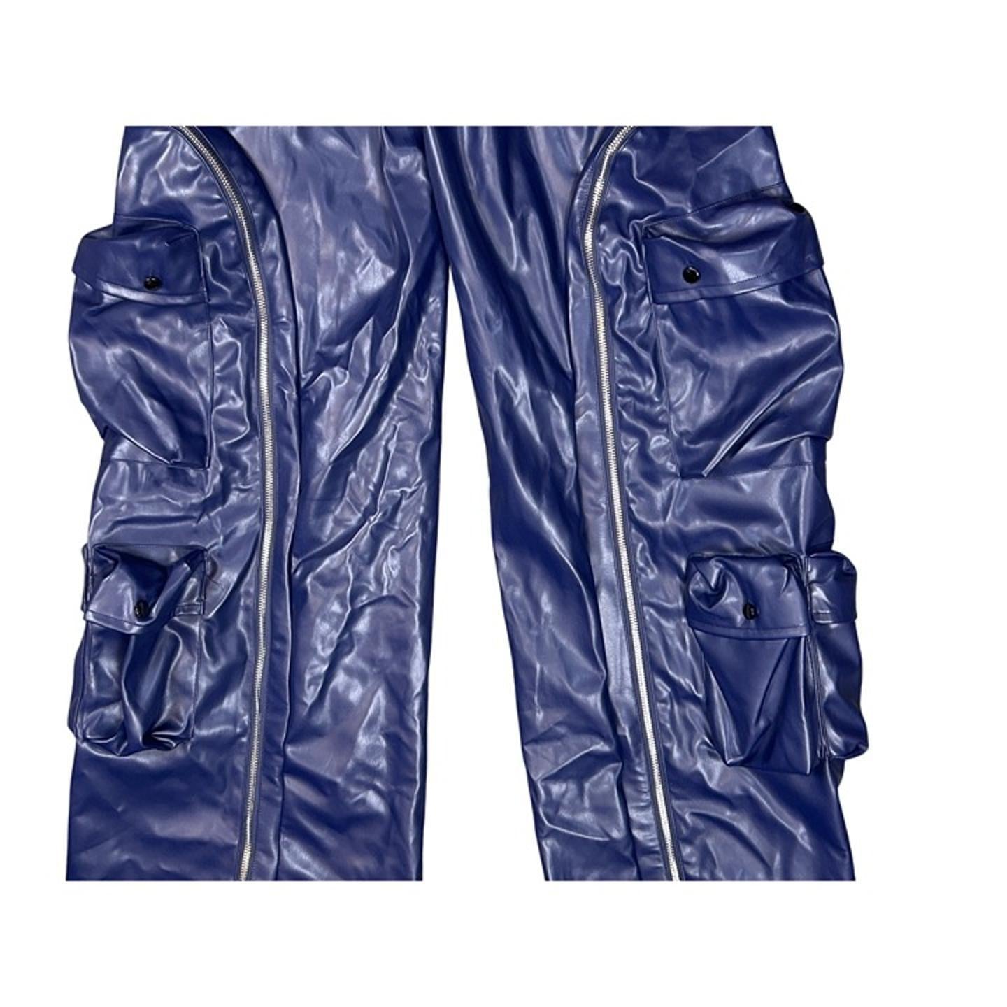 Edgy Faux Leather Cargo Pants