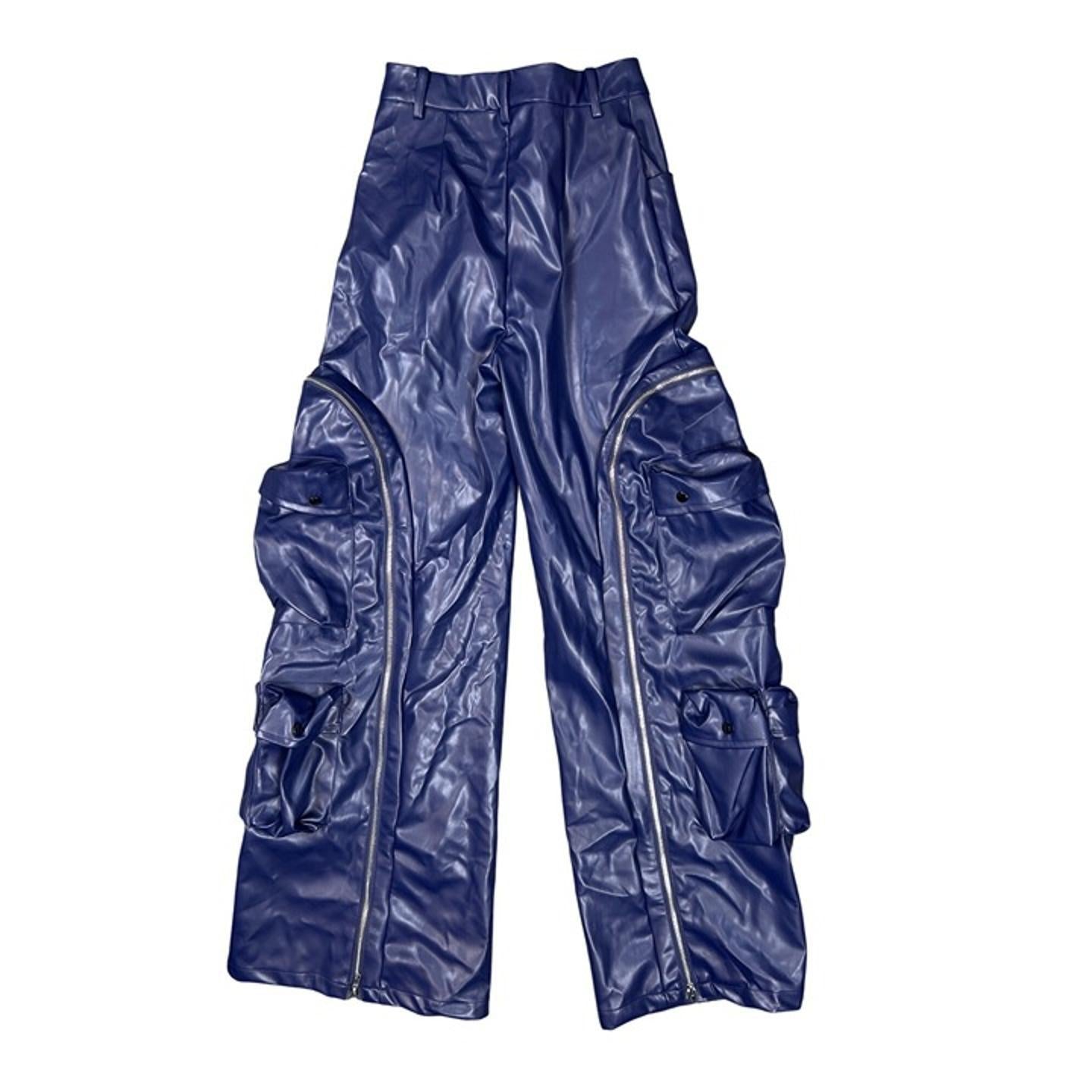 Edgy Faux Leather Cargo Pants