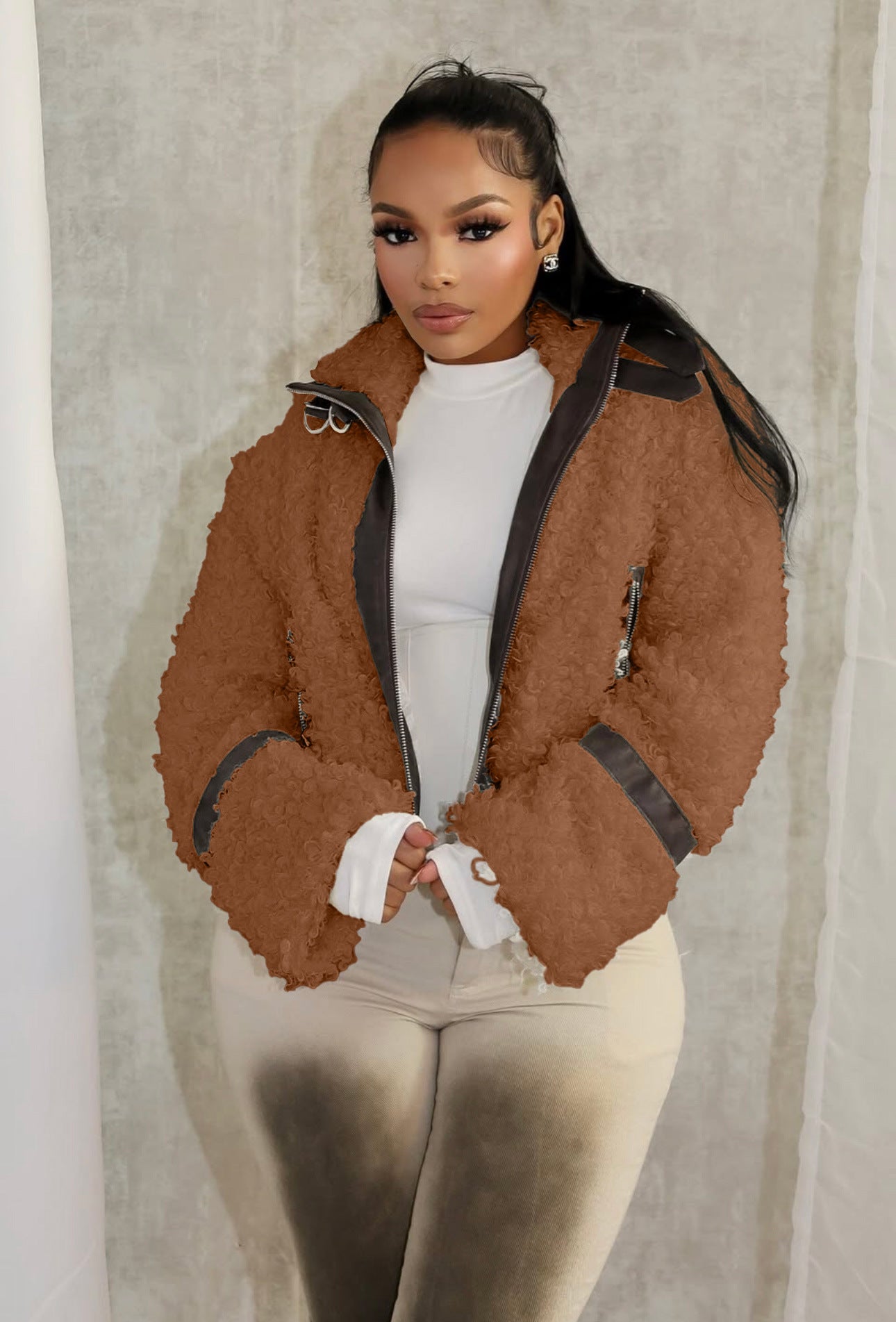 Cozy Faux Fur Zip-Up Jacket