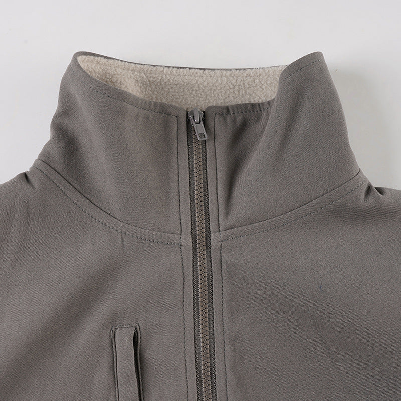 Casual Two-Tone Zip-Up Sleeveless Jacket