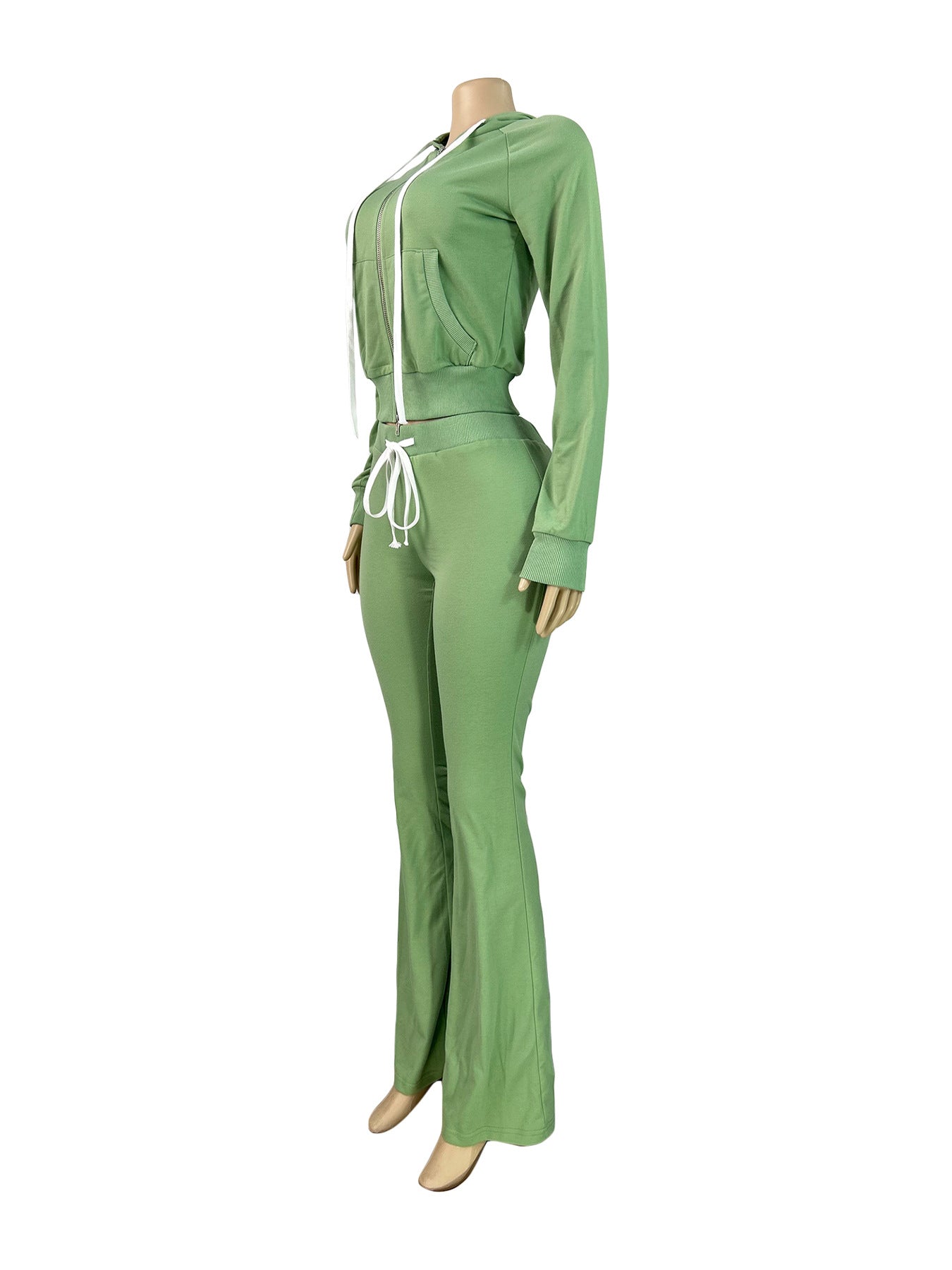 Tracksuit with Zip-Up Hoodie & Flared Pants