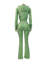 Tracksuit with Zip-Up Hoodie & Flared Pants