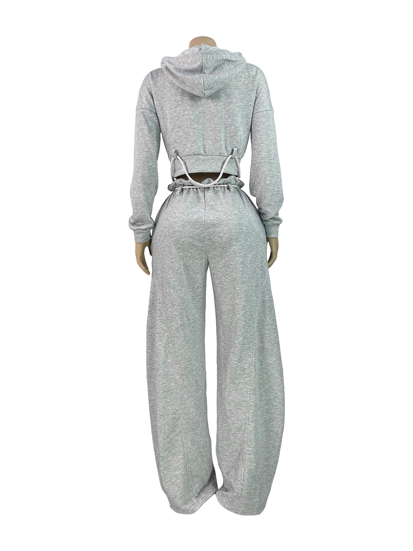 Hooded Crop Top and Wide-Leg Joggers Set