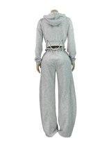 Hooded Crop Top and Wide-Leg Joggers Set