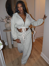 Hooded Crop Top and Wide-Leg Joggers Set