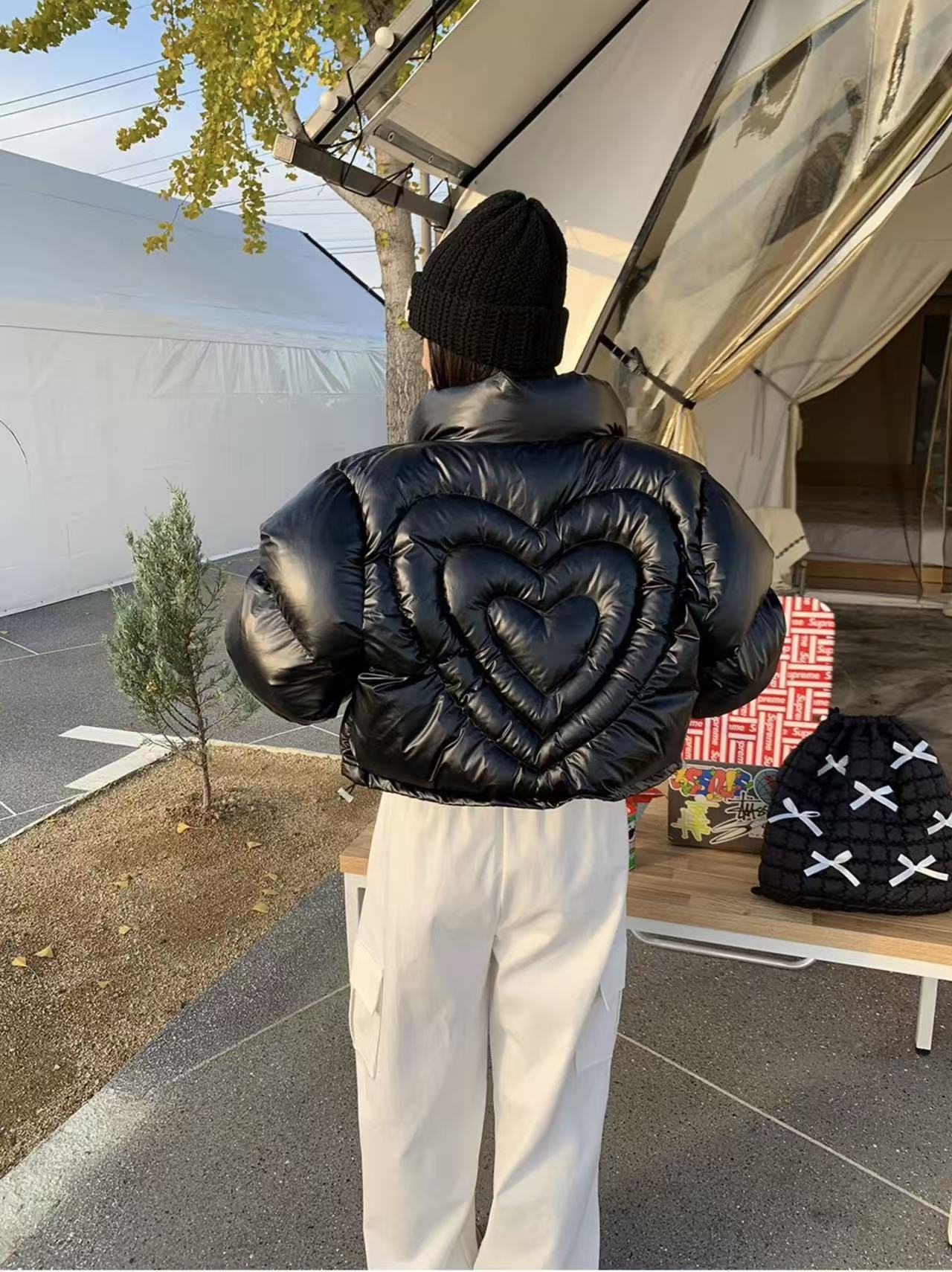 Puffer Jacket with High Collar