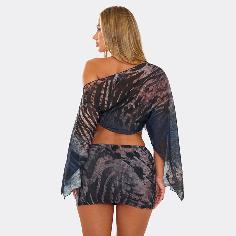 Off-Shoulder Crop Top and Mini Skirt Set