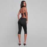 Crop Top with Gold Eyelet & Capri Pants