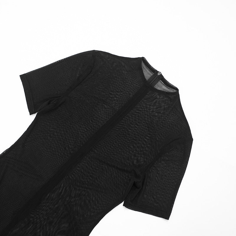 Chic Black Mesh Bodycon Set