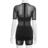 Chic Black Mesh Bodycon Set