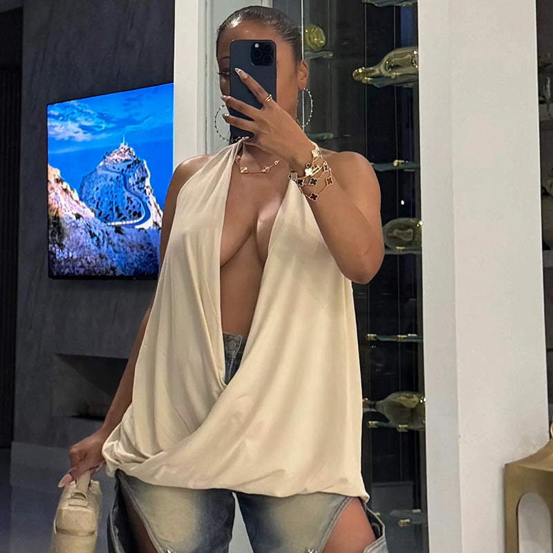 Elegant Drape-Front Top with Casual Top