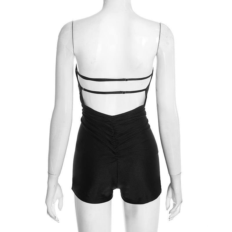 Black Strapless Bodycon Jumpsuit