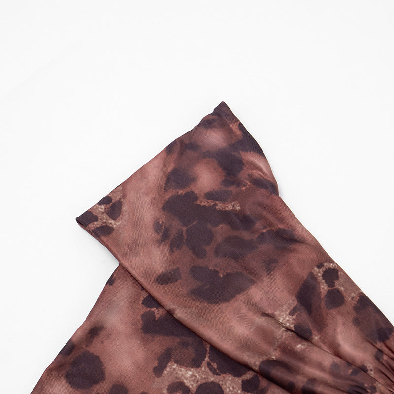 Off-Shoulder Animal Print Bodycon Jumpsuit