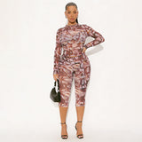 Abstract Print Set with Tie-Waist Cropped Pants