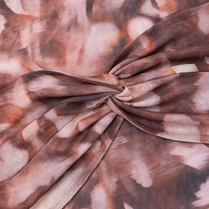 Abstract Print Set with Tie-Waist Cropped Pants