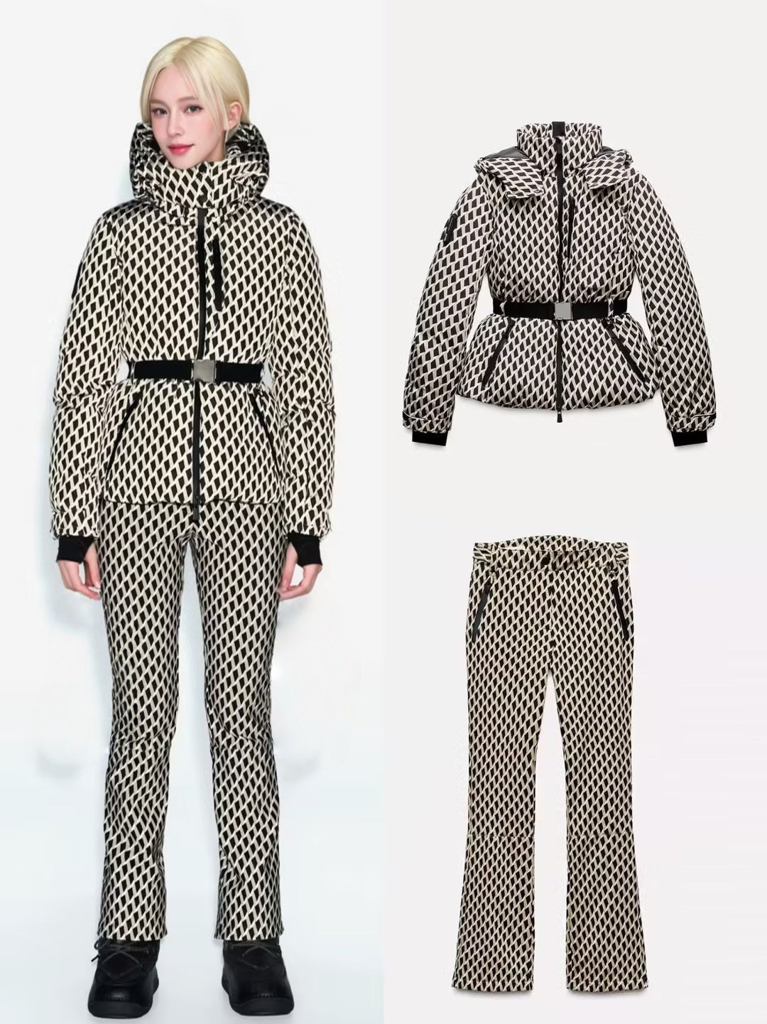 Geometric Pattern Jacket & Matching Pants Set
