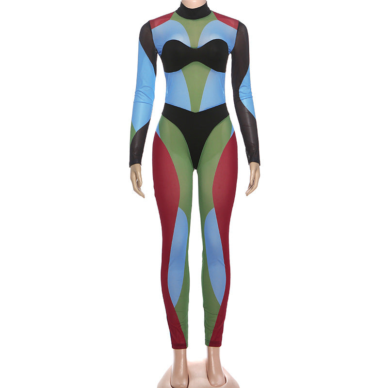 Colorful Geometric Pattern Jumpsuit