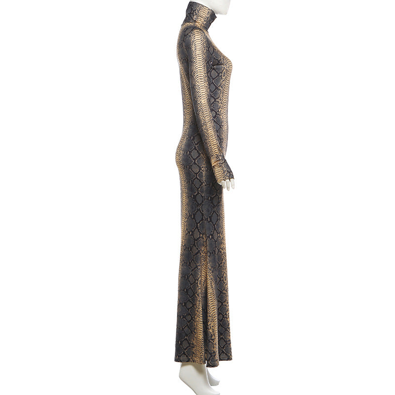 Snake Print Bodycon Maxi Dress