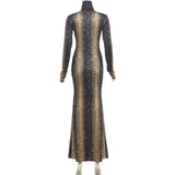 Snake Print Bodycon Maxi Dress